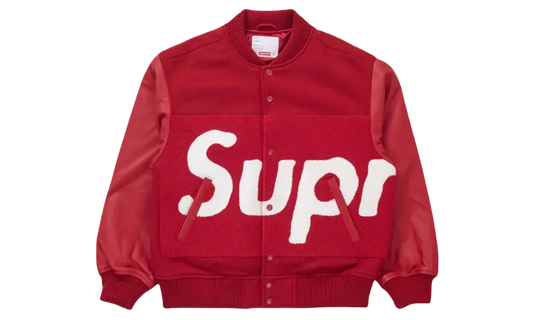 Supreme Big Logo Chenille Varsity Jacket Red - MTHOR SHOP