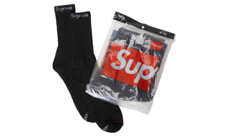 Supreme Hanes Socks (4 Pack) Black - MTHOR SHOP
