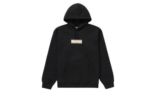 Supreme Burberry Box Logo Hooded Sweatshirt Black - MTHOR SHOP