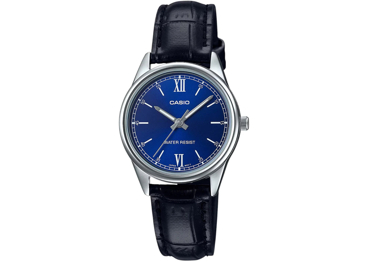 Casio Women’s Blue Dial Leather Analog Watch LTP-V005L-2BUDF -1