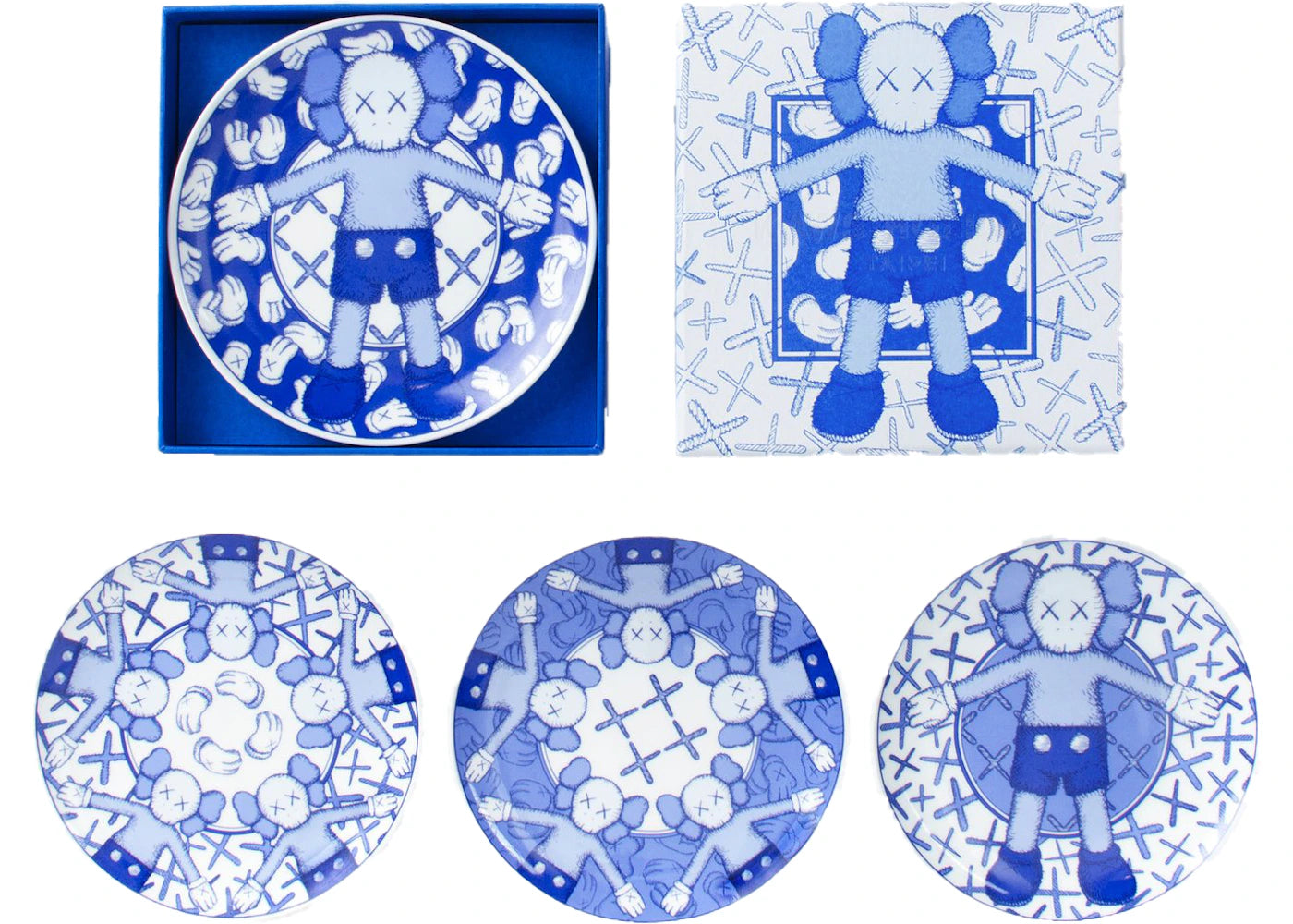 KAWS Holiday Limited Ceramic Plate (Set of 4) Blue/White -1