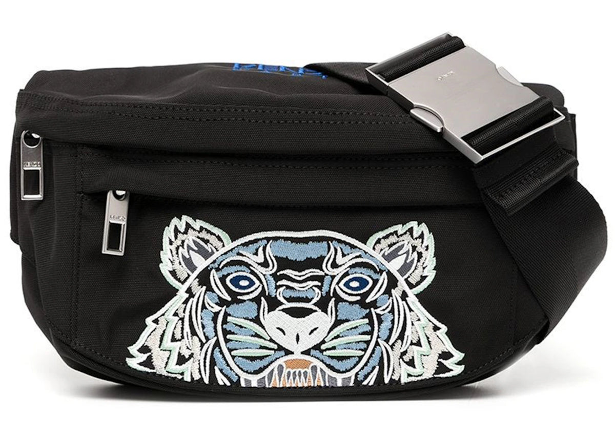 KENZO Embroidered Tiger Bum Bag Black/Light Blue -1