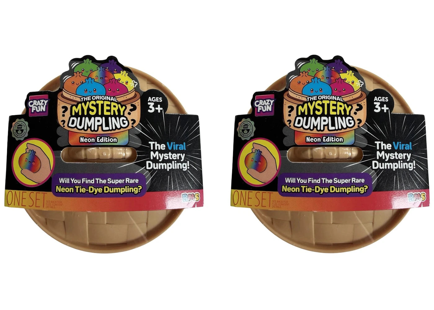 Squishy Bun The Original Mystery Dumpling : Neon Tie Dye Edition Blind Box 2x Lot -1