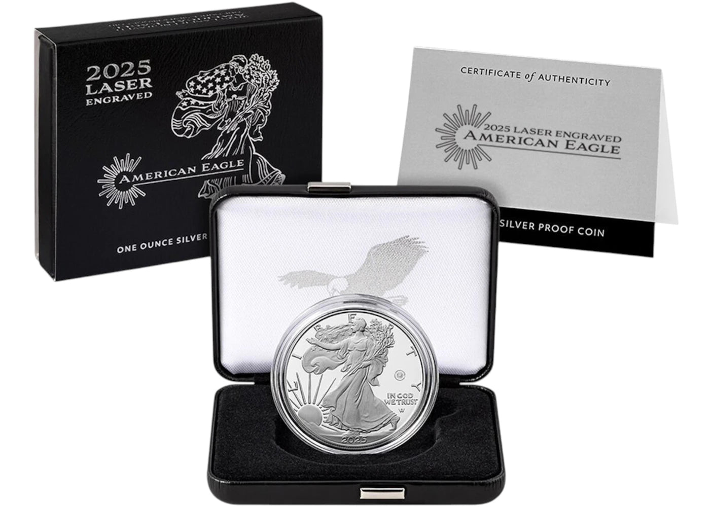 United States Mint 2025 Laser Engraved American Eagle One Ounce Silver Proof Coin Coin West Point (W) -1