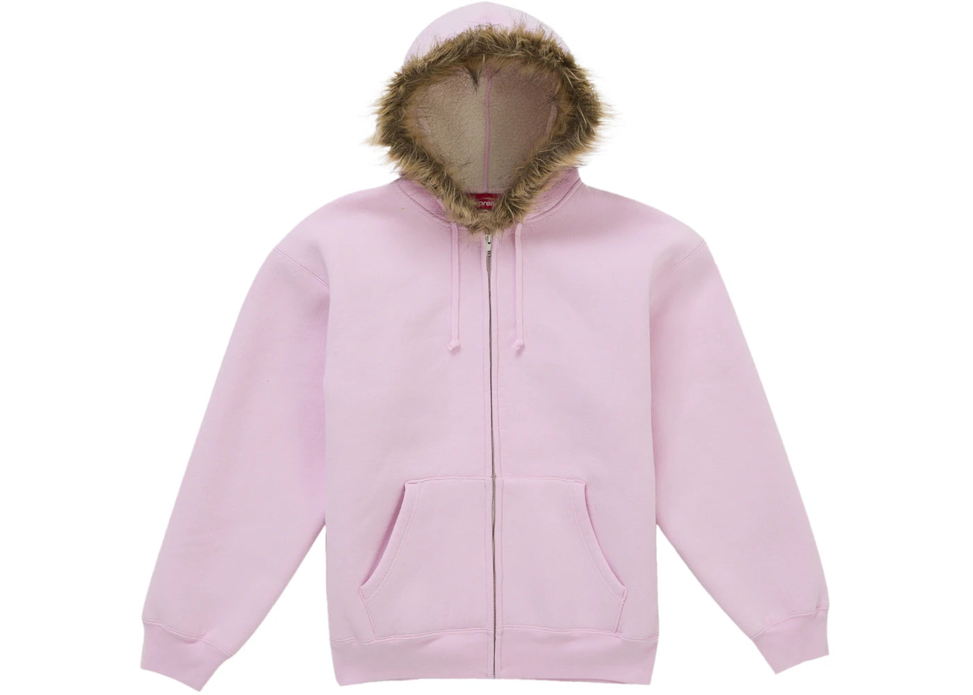 Supreme Faux Fur Zip Up Hooded Sweatshirt Pink -1