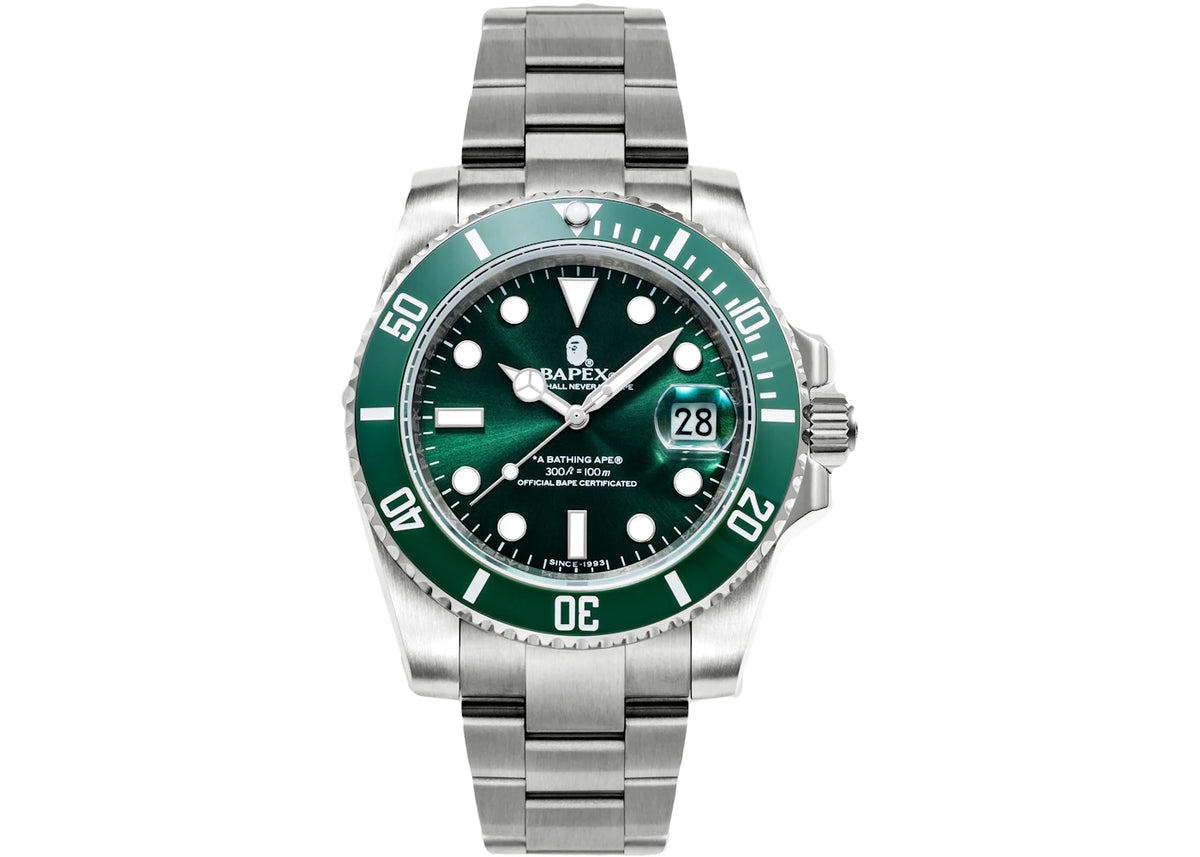 BAPE A Bathing Ape Type 1 Bapex Watch Silver/Green -1