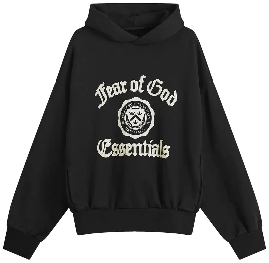 Fear of God Essentials Heavy Fleece Vintage Shrunken Hoodie Black