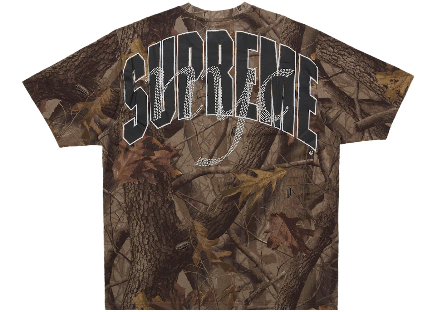Supreme Rhinestone Script S/S Top Realtree Hardwoods Camo -1