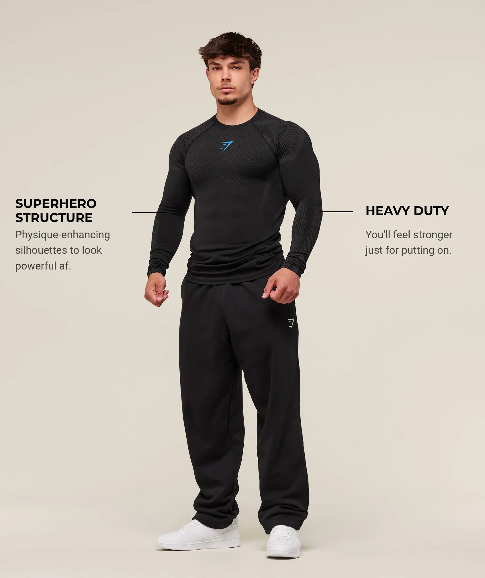 Gymshark Onyx 5.0 Seamless Long Sleeve T-shirt Black/Onyx Grey Back 3