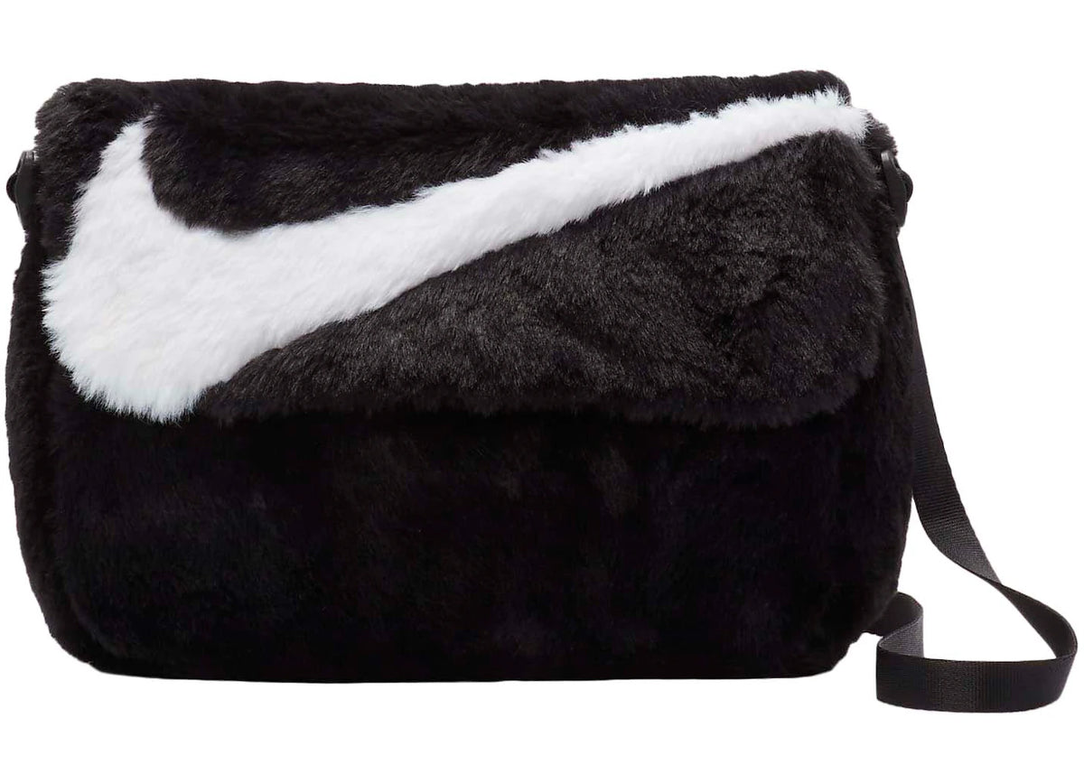 Nike Sportswear Futura 365 Faux Fur Crossbody Bag (1L) Black/Black/White -1
