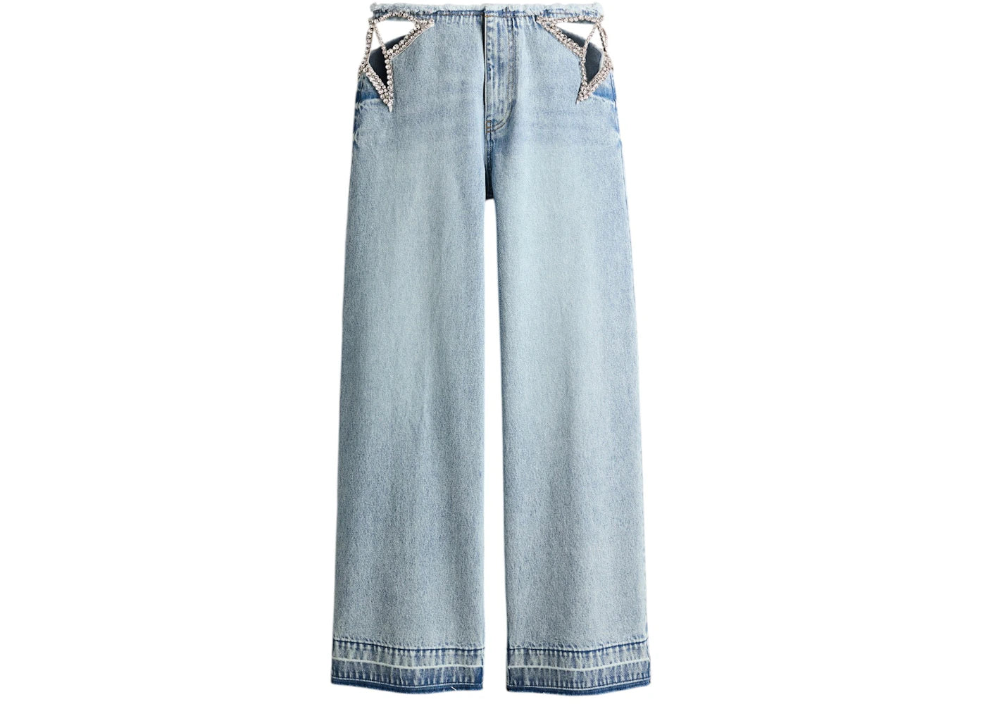 H&M x Stella McCartney Women's Crystal-Star Straight-Leg Jeans Light Denim Blue