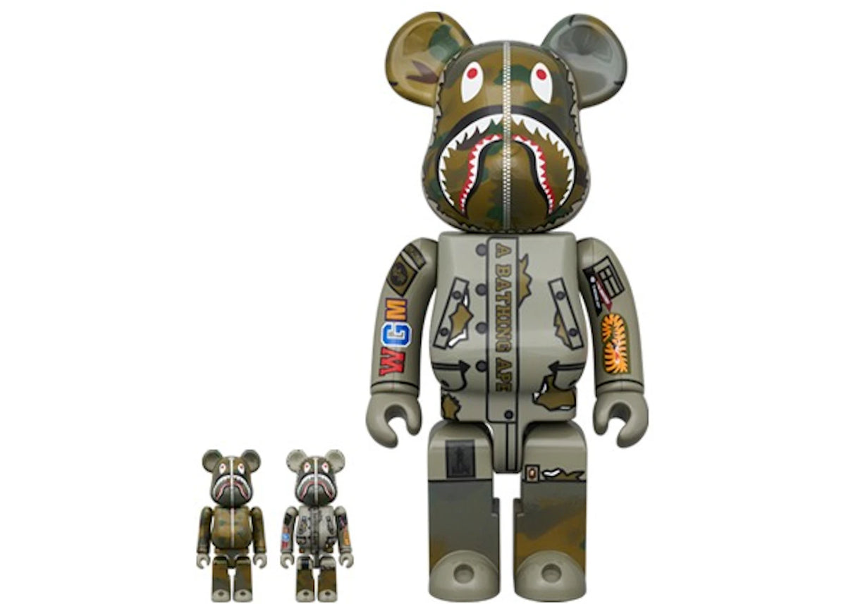 Bearbrick Bape (R) x Alpha Camo Shark 2023 100% & 400% Set -1