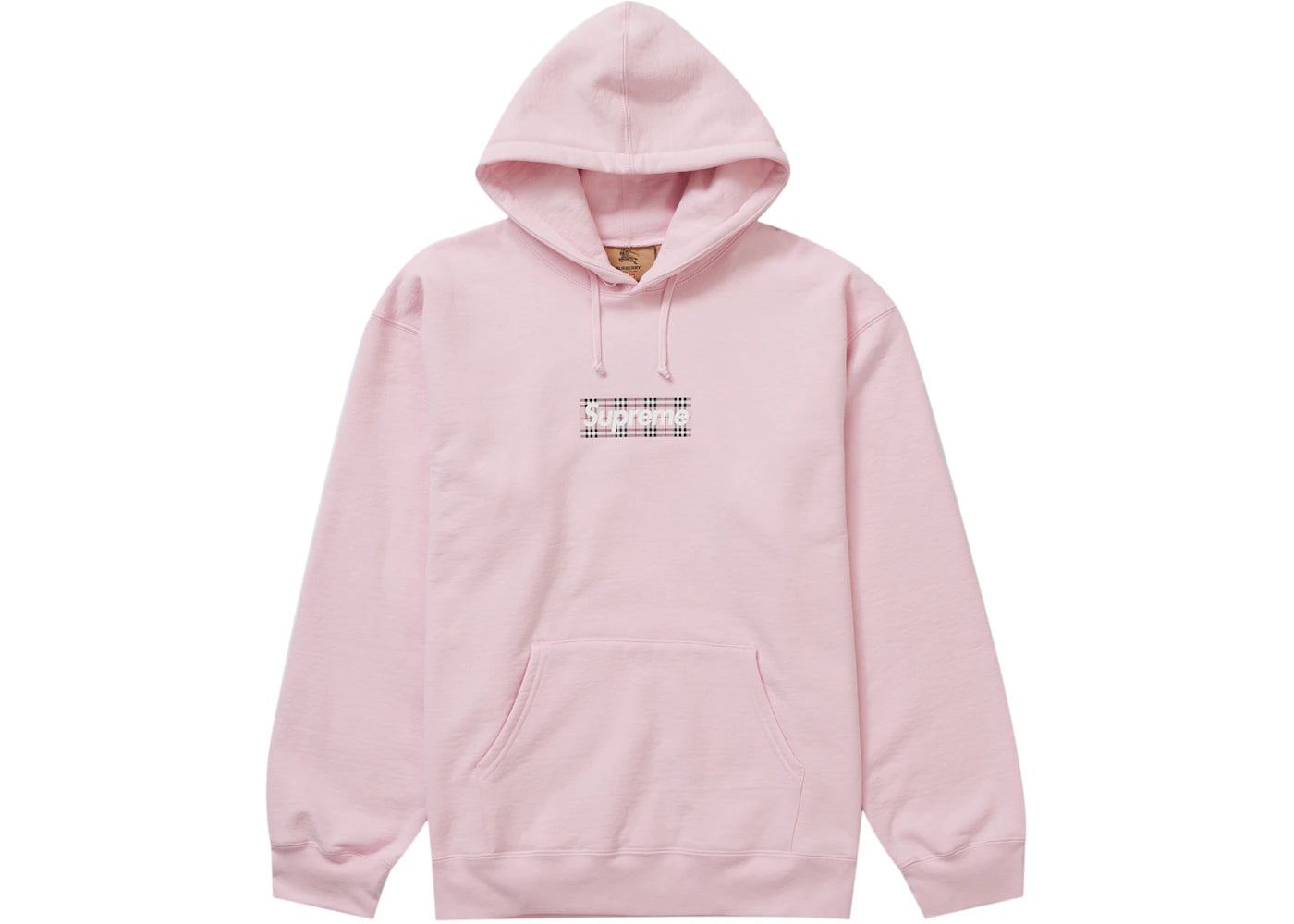 Supreme Burberry Box Logo Hooded Sweatshirt Light Pink -1