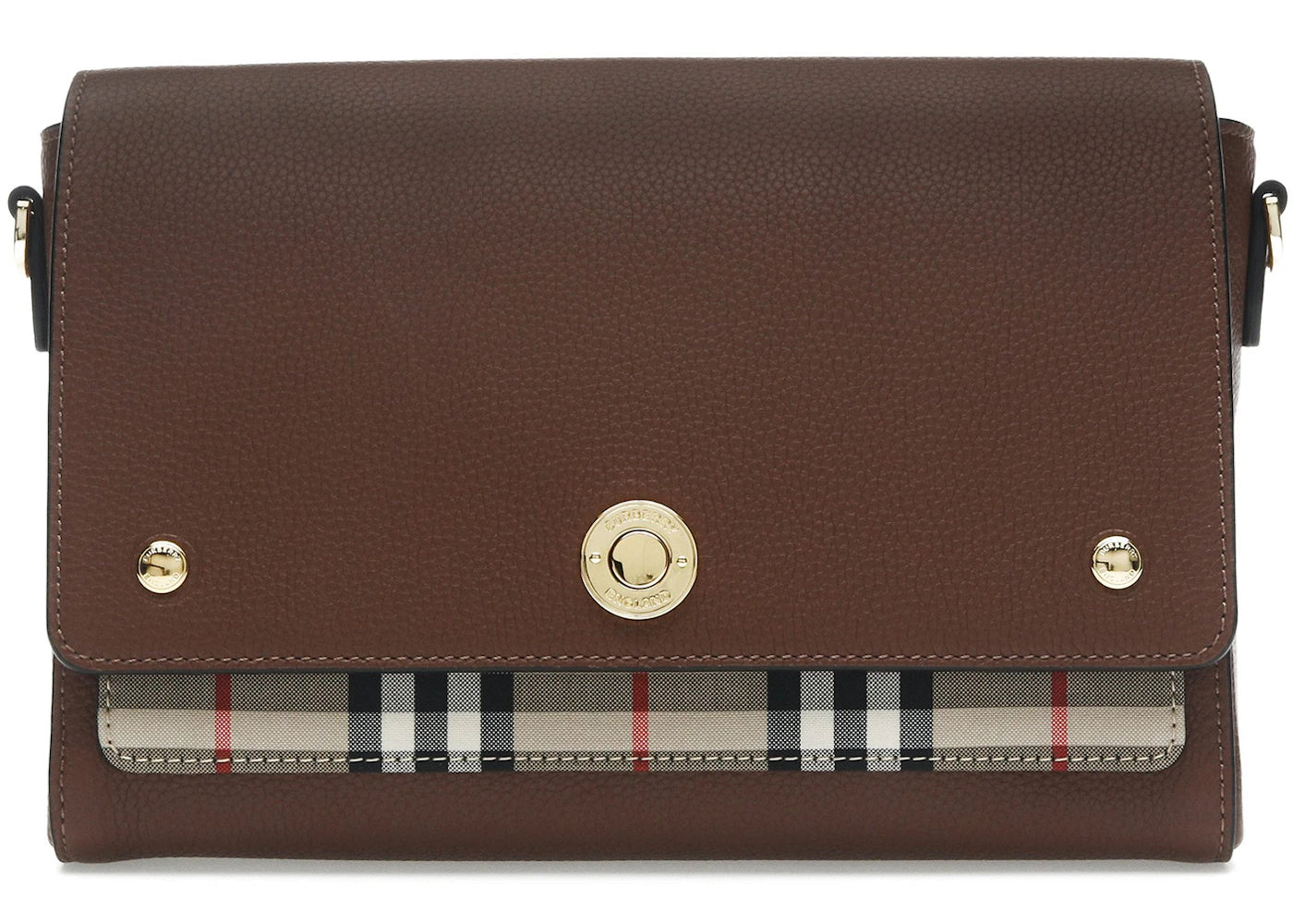 Burberry Vintage Check and Leather Note Crossbody Bag Tan -1