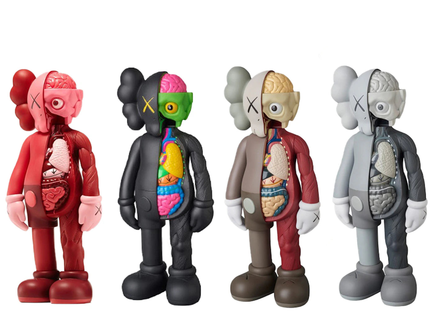 KAWS Companion Flayed Open Edition Vinyl Figure Black/Blush/Brown/Grey Set -1