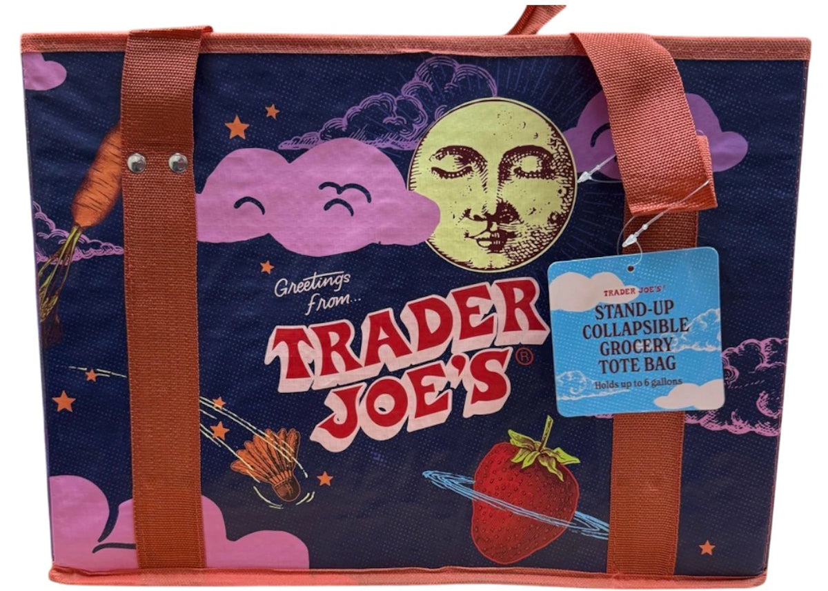 Trader Joe's Navy Multicolor Trader Joe's Stand-Up Collapsable Grocery Tote -1