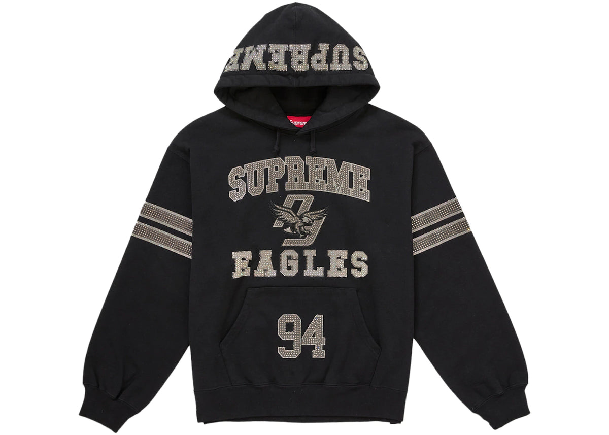 Supreme Rhinestone Eagle Hooded Sweatshirt Black -1