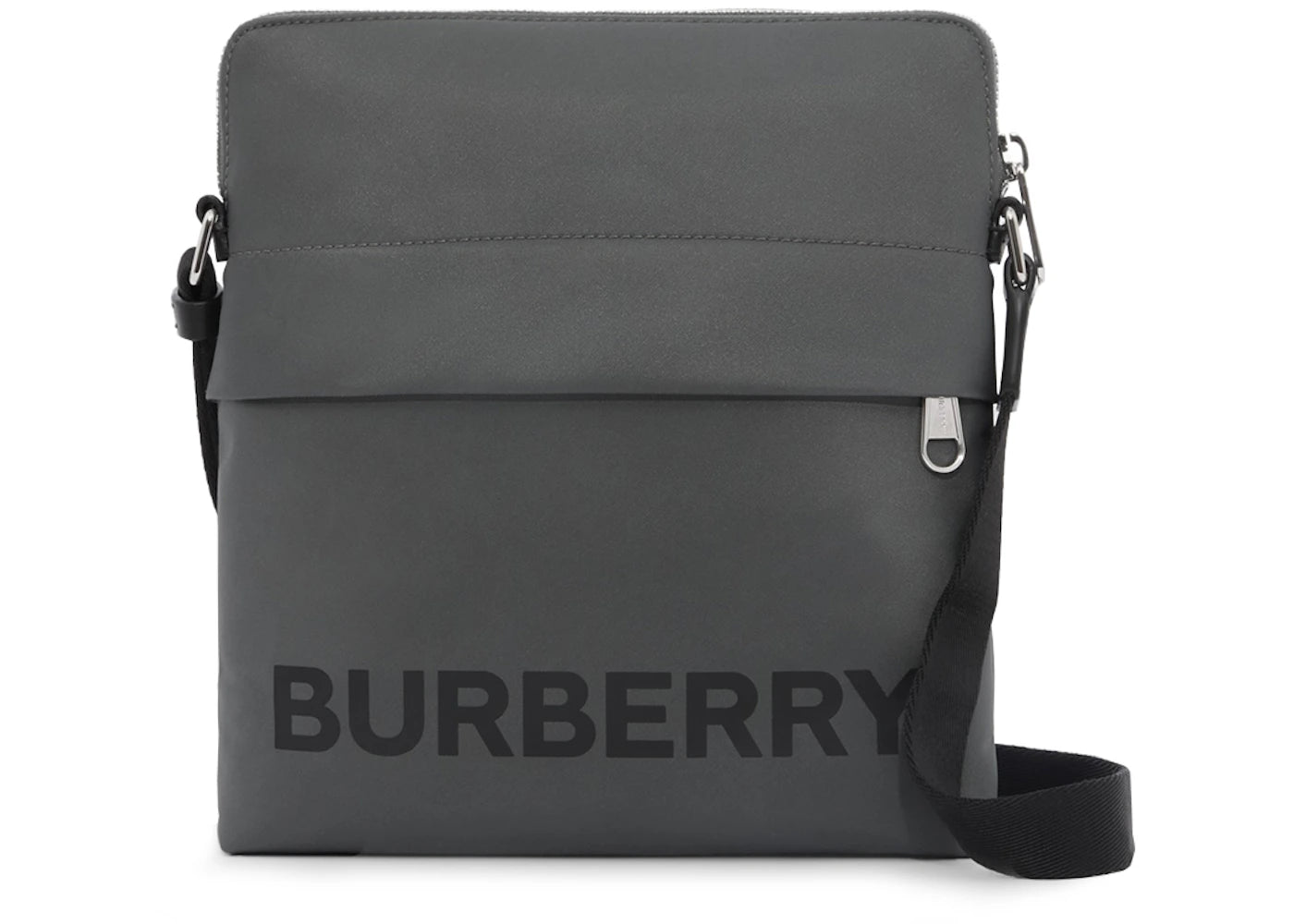 Burberry Logo Print Nylon Crossbody Bag Charcoal Gray -1