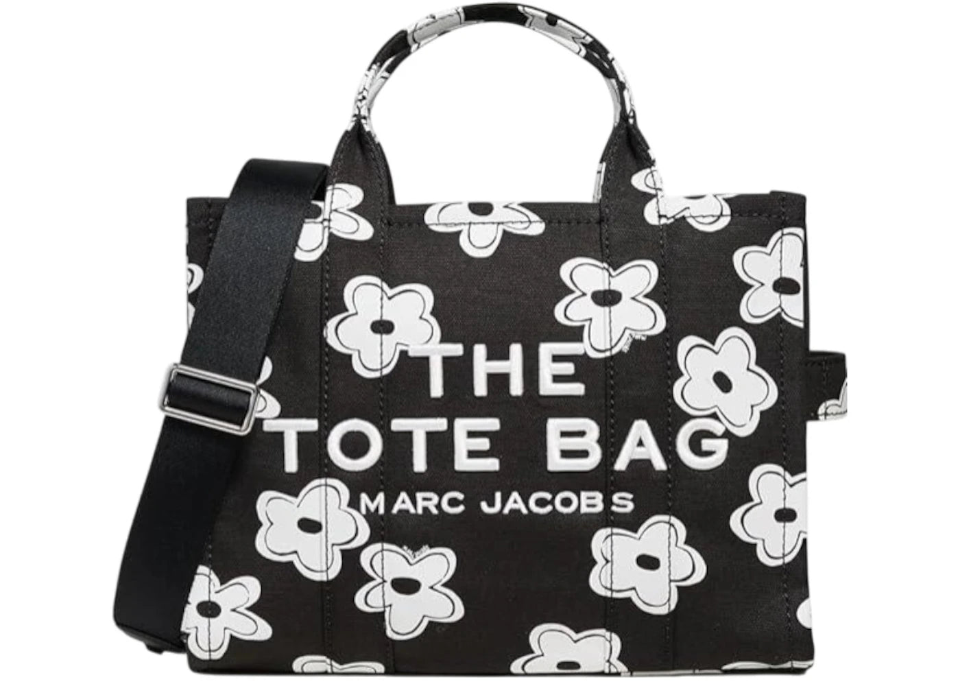 Marc Jacobs The Daisy Canvas Medium Tote Bag Black/White -1