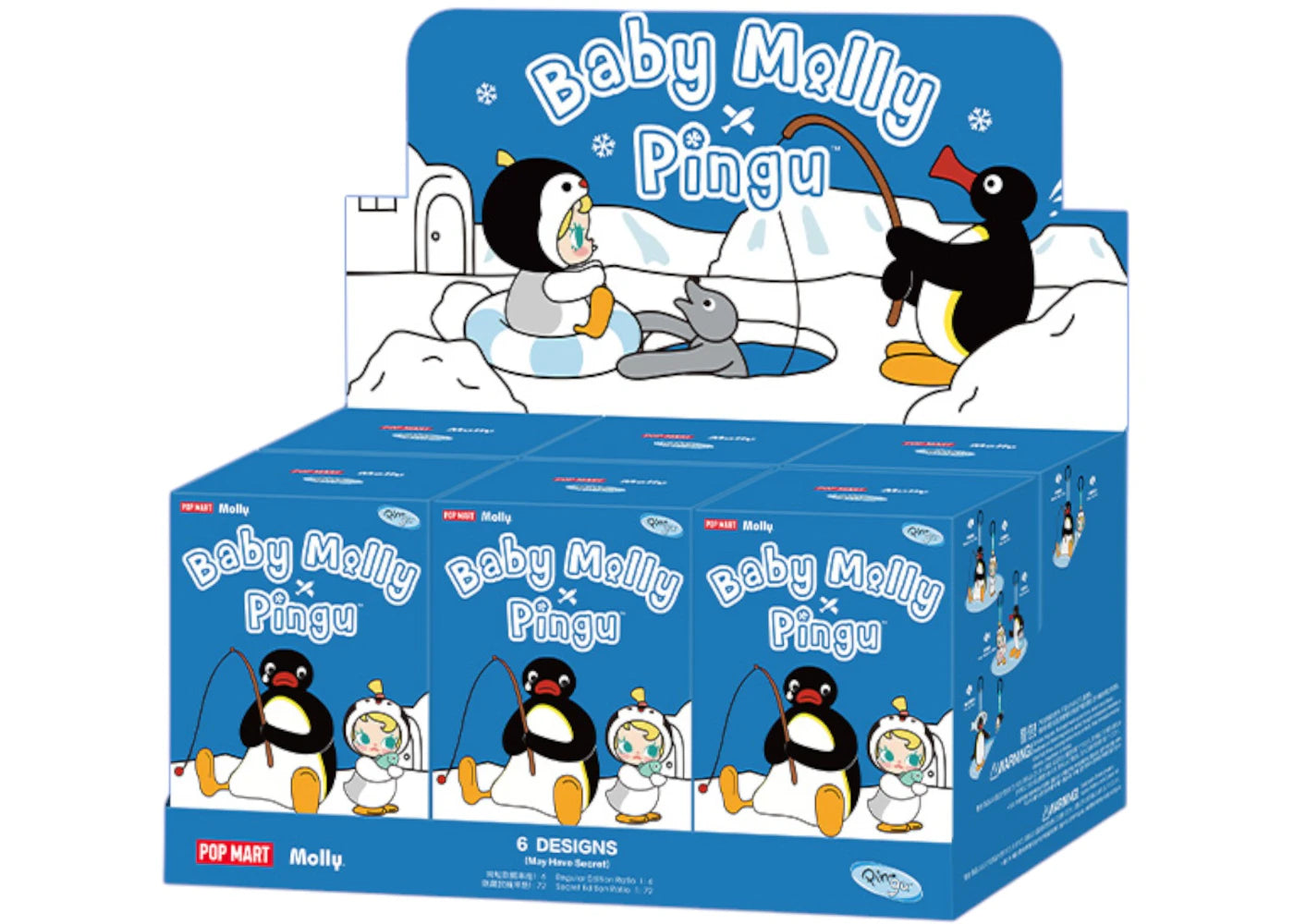 Pop Mart Baby Molly x Pingu Happy Fishing Series Plush Pendant Sealed Case (6 Blind Box) -1