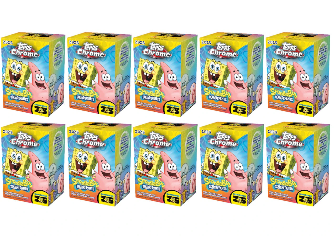 2025 Topps Chrome SpongeBob 25th Anniversary Blaster Box 10x Lot -1