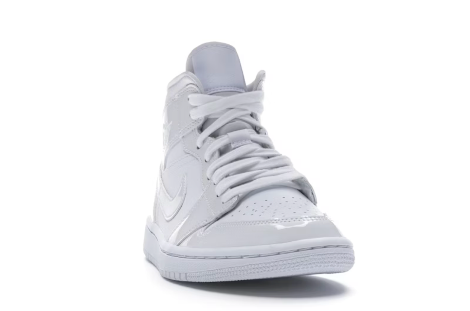 Jordan 1 Mid Triple White Patent Swoosh (W)