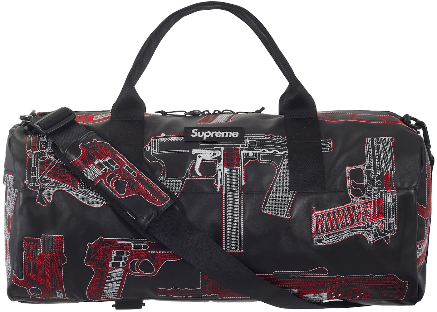 Supreme Guns Embroidered Leather Duffle Bag Black -1