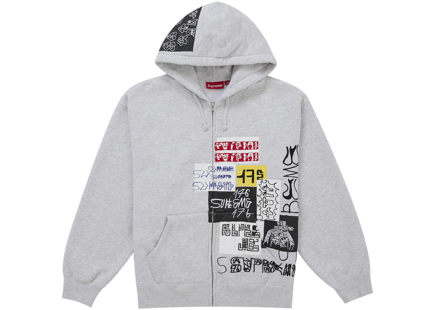 Supreme 176 Zip Up Hooded Sweatshirt Heather Grey -1
