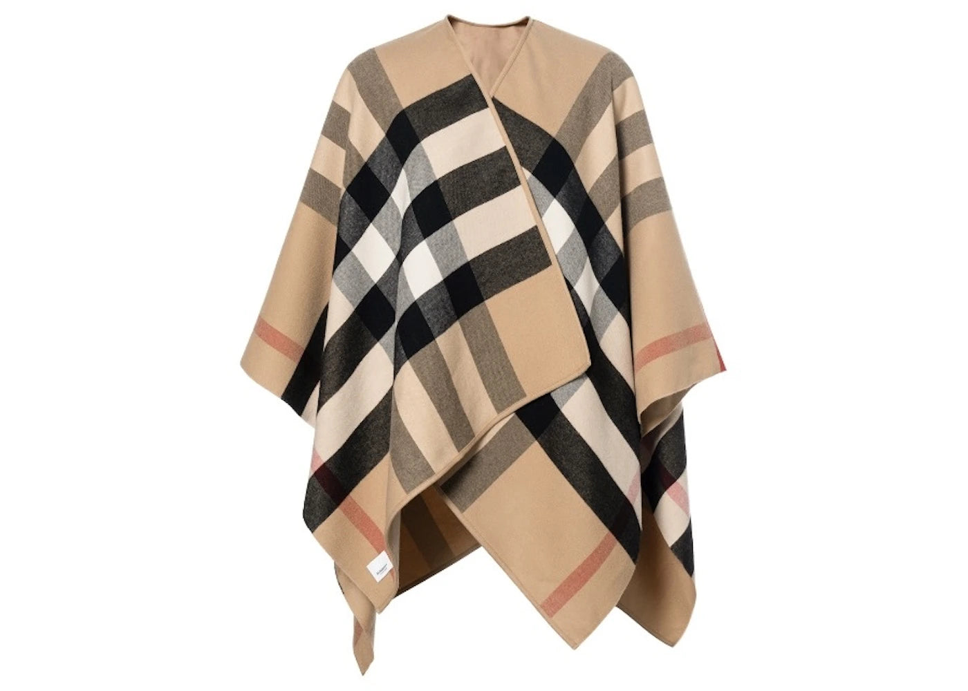 Burberry Reversible Check Merino Wool Poncho Camel/Archive Beige -1