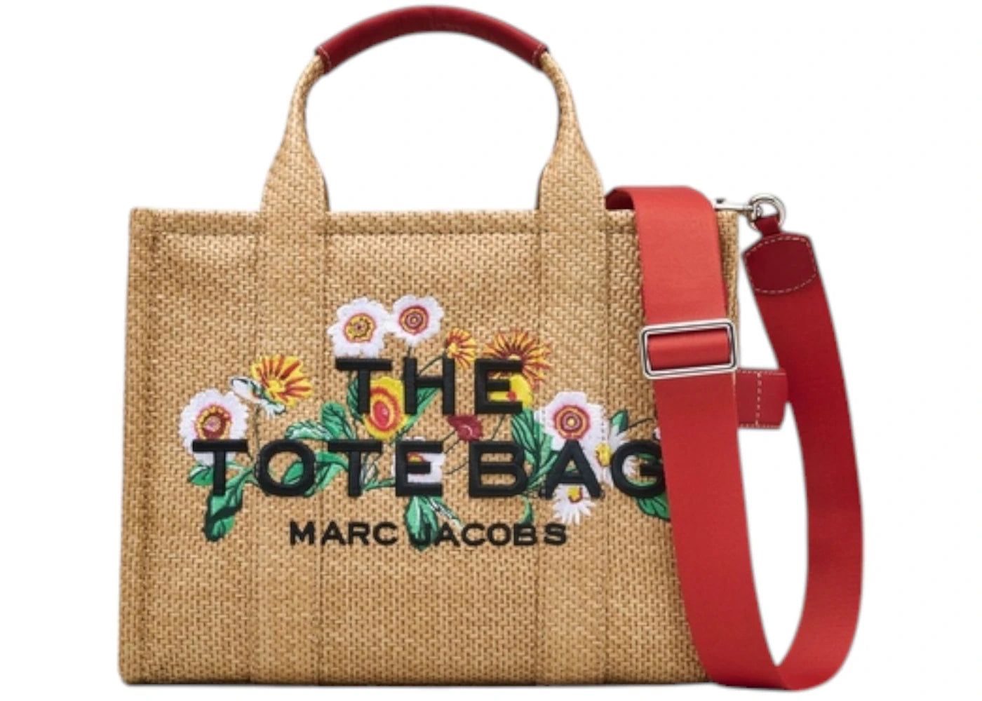 Marc Jacobs The Medium Tote Embroidery Daisy Raffia Natural -1