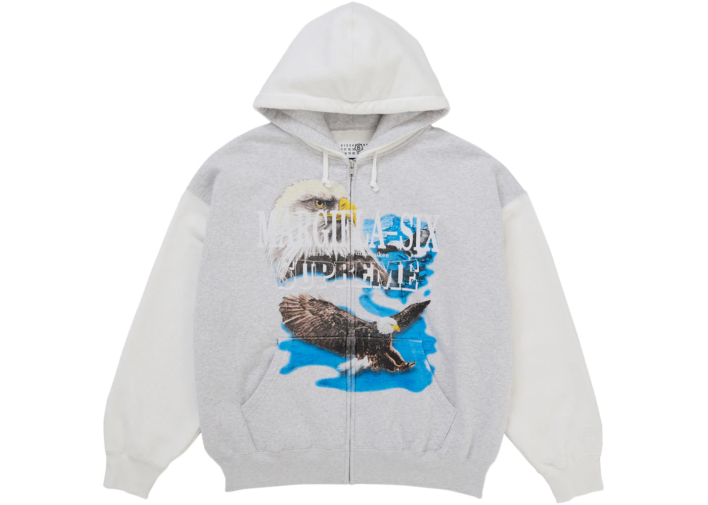 Supreme MM6 Maison Margiela Eagle Zip Up Hooded Sweatshirt White -1