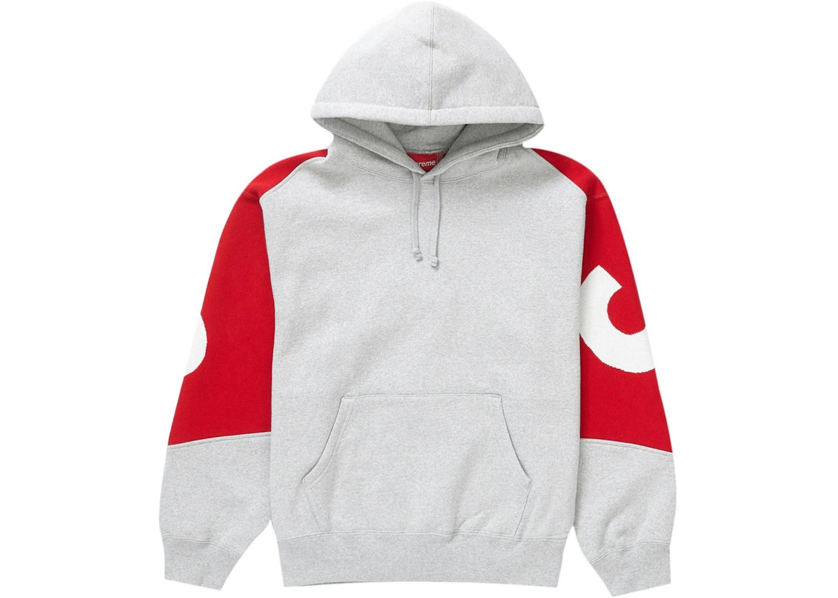 Supreme Big Logo Jacquard Hooded Sweatshirt Heather Grey -1