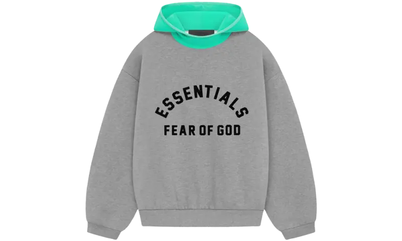 Fear of God Essentials Nylon Fleece Hoodie Dark Heather Oatmeal/Mint Leaf - MTHOR SHOP