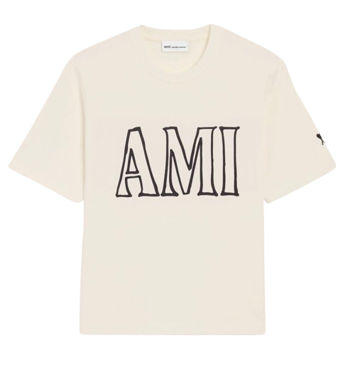 T-shirt Ami Imprimé Crème En Coton -1