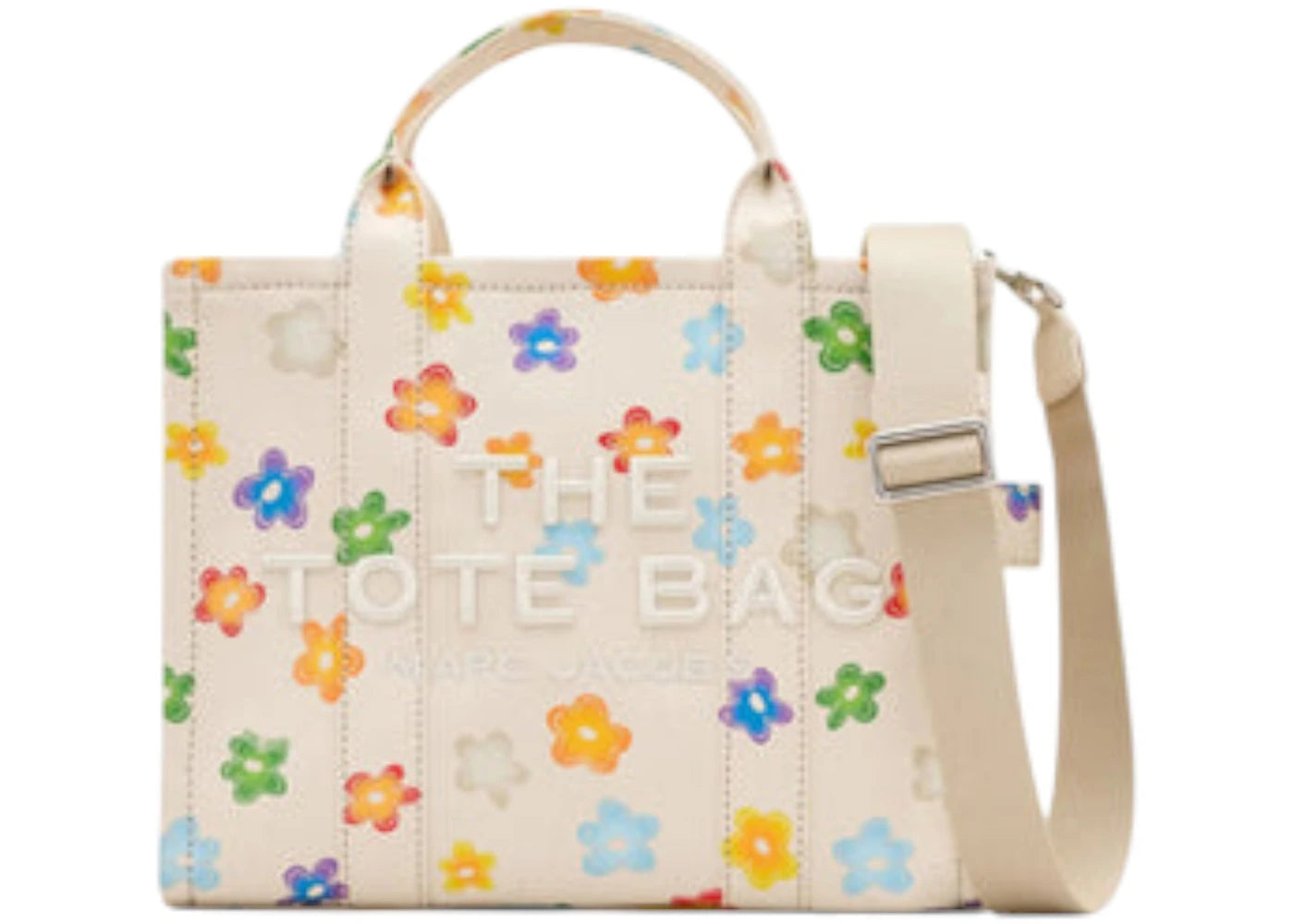 Marc Jacobs Wild Daisy Canvas Medium Tote Bag White Multi -1