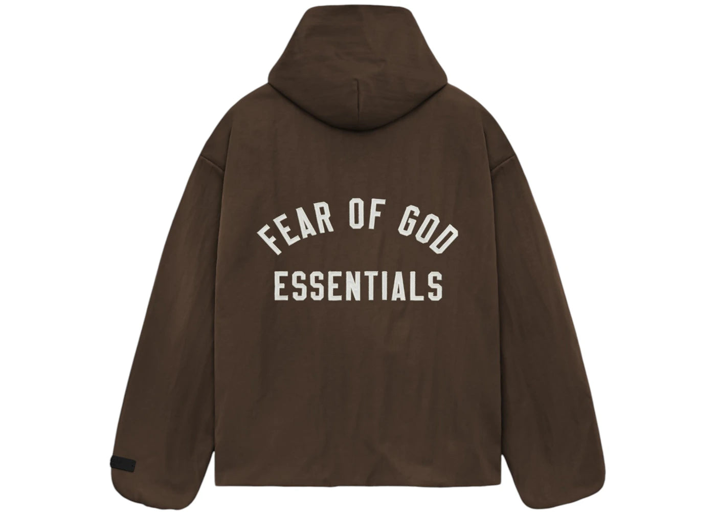 Fear of God Essentials Textured Nylon Hooded Coaches Jacket Brown -1