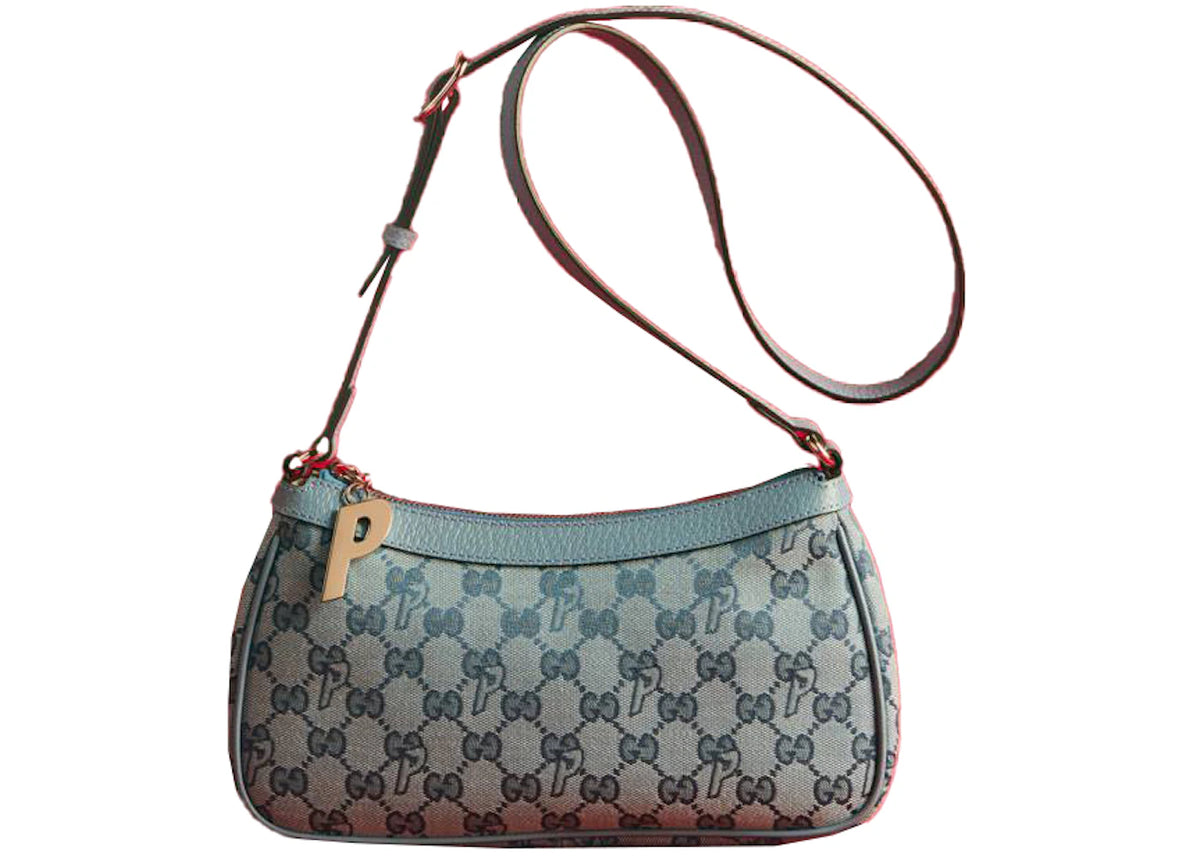 Palace x Gucci GG-P Canvas Half-Moon Mini Bag Pale Blue -1