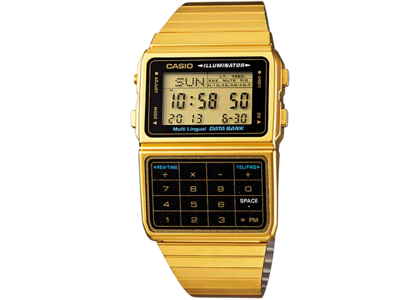Casio Men’s Gold Digital Databank Watch with Calculator DBC-611G-1DF -1