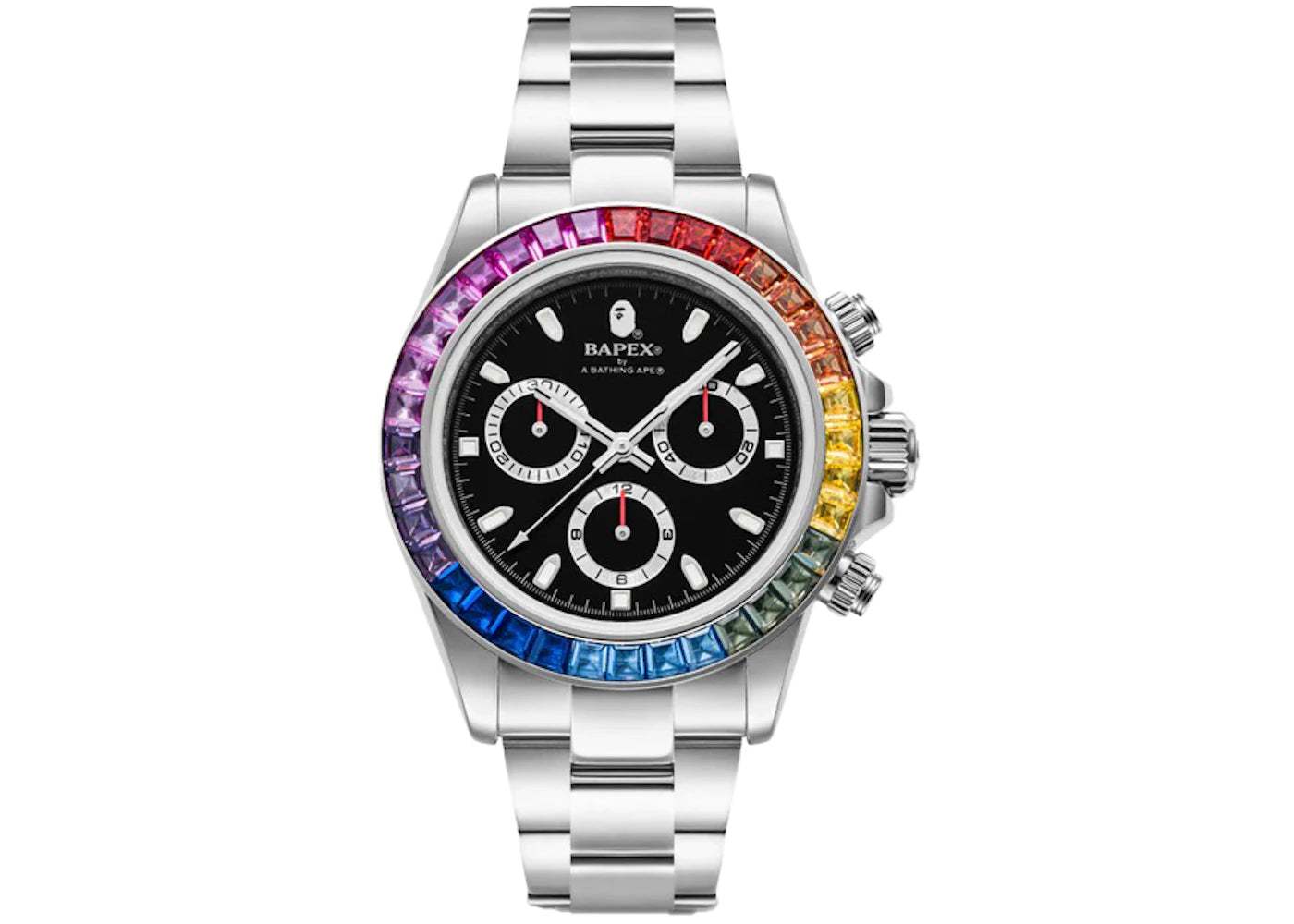BAPE Type 4 BAPEX Crystal Stone Watch Silver -1