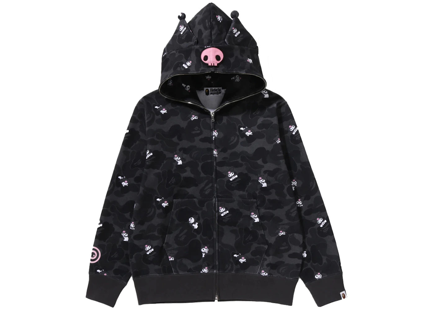 BAPE x Sanrio Characters Kuromi Camo Full Zip Hoodie (Ladies) Black -1