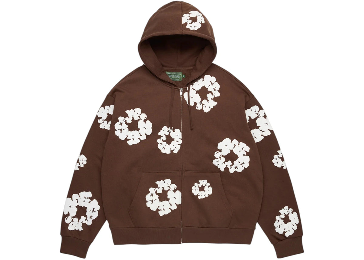 Denim Tears Cotton Wreath Zip Hoodie Dark Brown -1