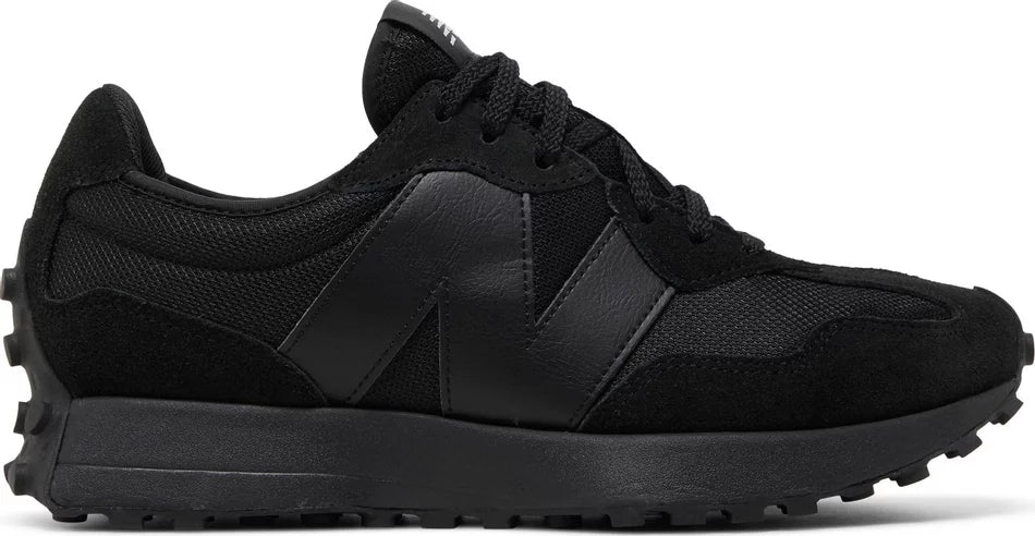 New Balance 327 Black White Tongue Logo