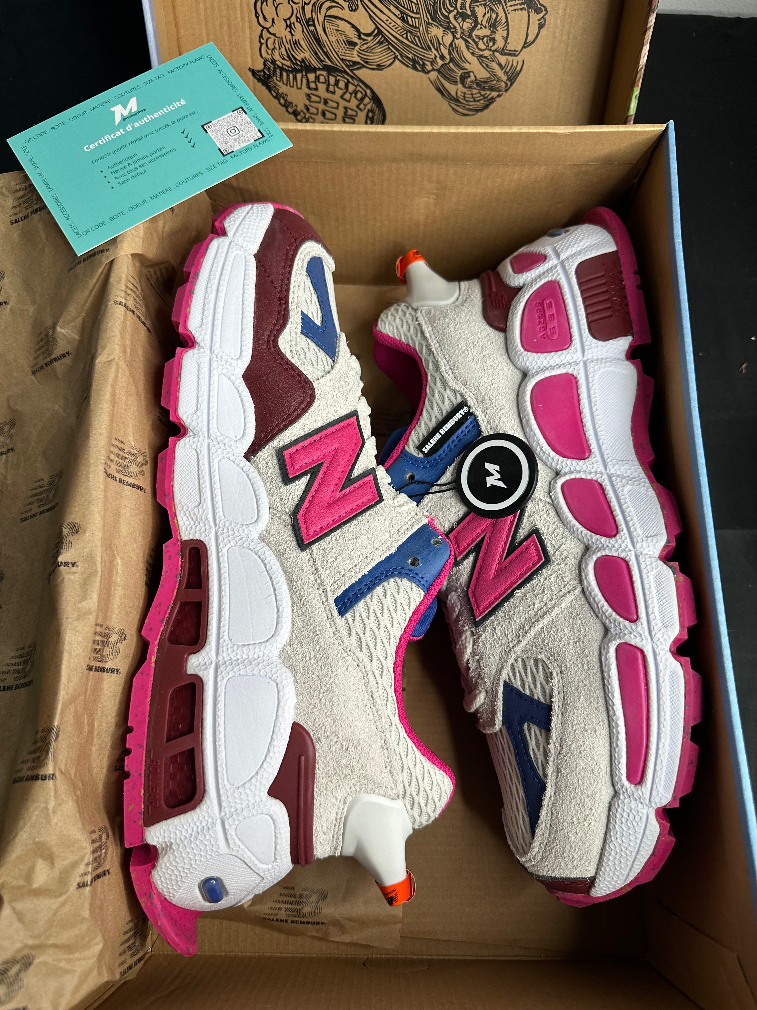 New Balance 574 Salehe Bembury Yurt Pink Blue Look