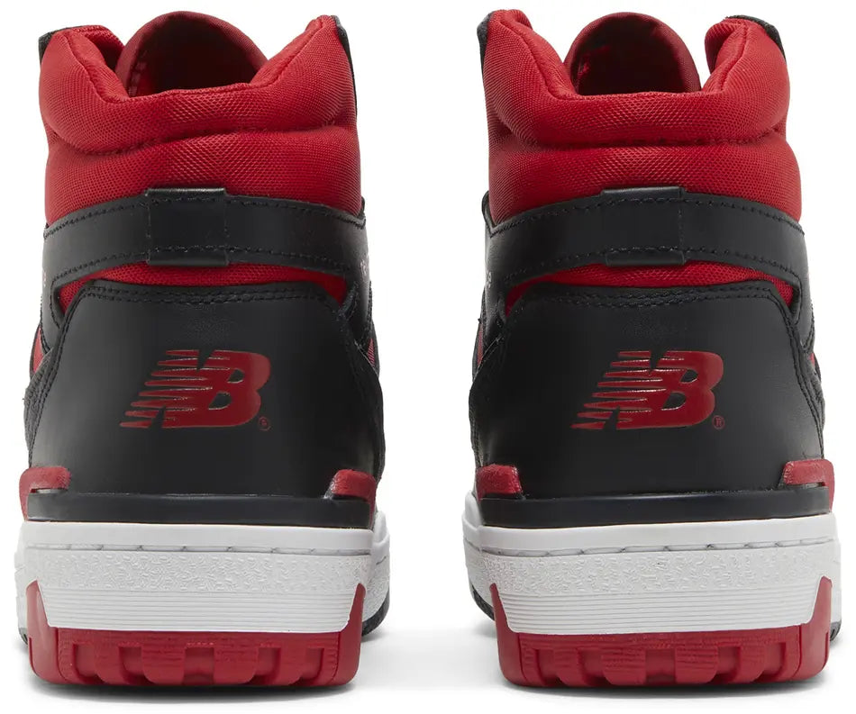 New Balance 650R Black Red heel counter