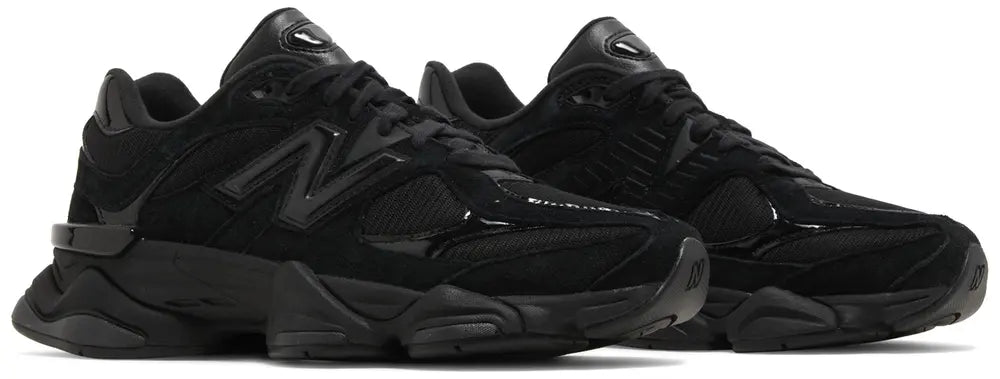 New Balance 9060 Triple Black Patent Pair