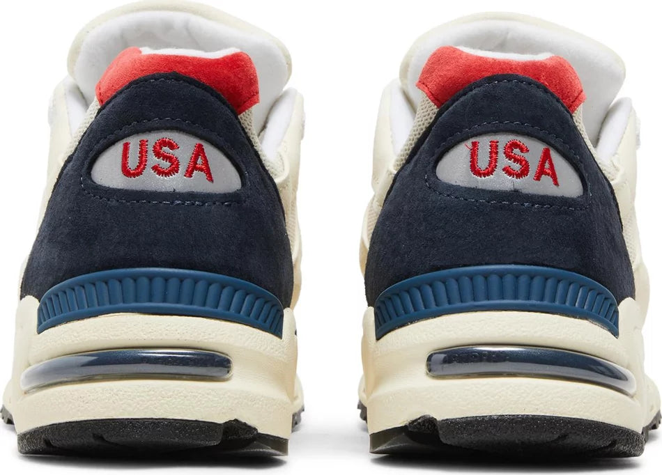 New Balance 990v2 MiUSA Teddy Santis Navy Sea Salt heel counter