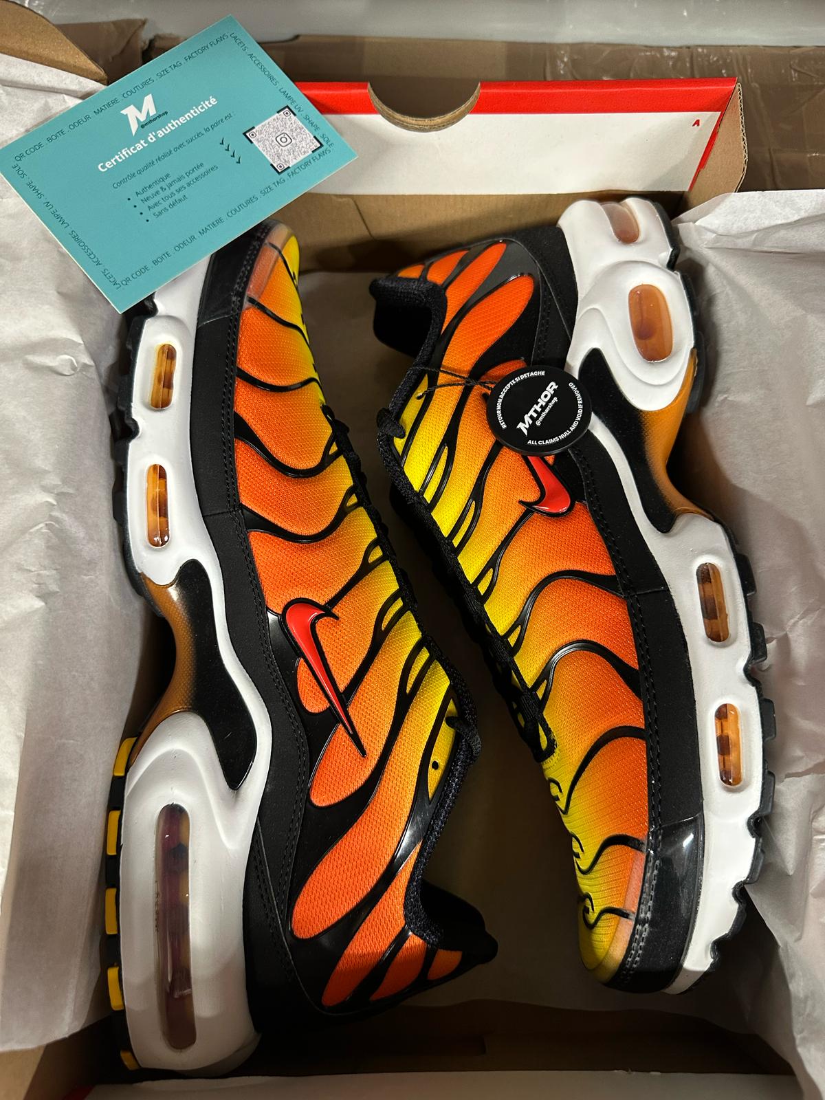 Nike Air Max Plus Sunset 2024 wave box and accessories