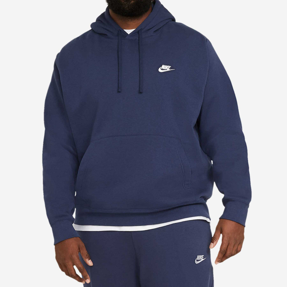 Nike Sportswear Club Fleece Pullover Hoodie Navy/White front