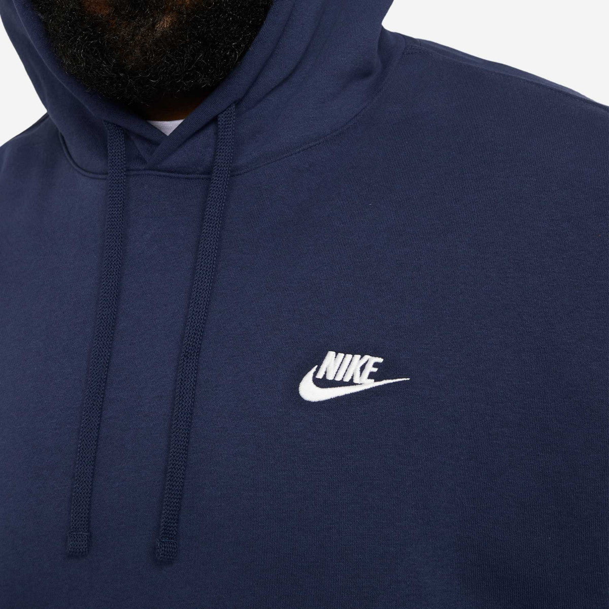 Nike Sportswear Club Fleece Pullover Hoodie Navy/White logo zoom