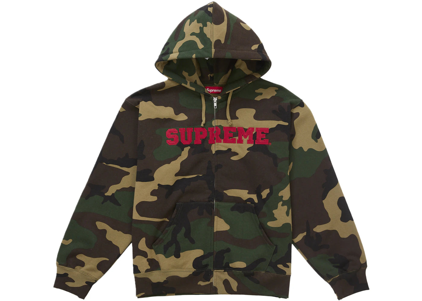 Supreme Collegiate Applique Zip Up Hooded Sweatshirt Woodland Camo -1
